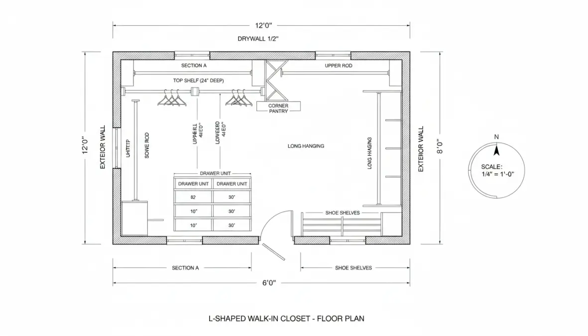 Planimetria e disposizione ottimale per progettare una cabina armadio su misura