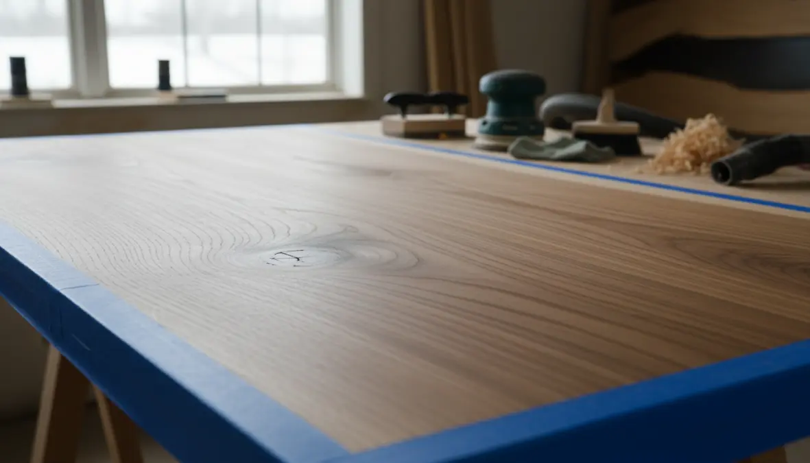 Preparazione superficie legno con carteggiatura per applicazione resina epossidica