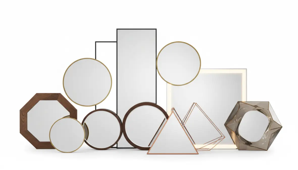 Collezione di specchi design moderni in diverse forme e dimensioni con cornici eleganti