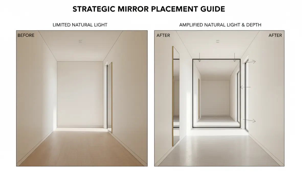 Posizionamento strategico specchi parete per massimizzare luce naturale e ampliare spazio visivamente