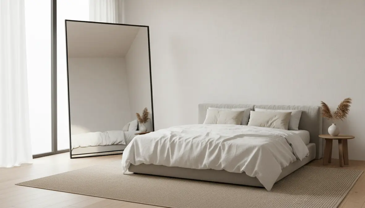 Specchi grandi da parete per camera da letto che creano profondità e riflettono illuminazione naturale