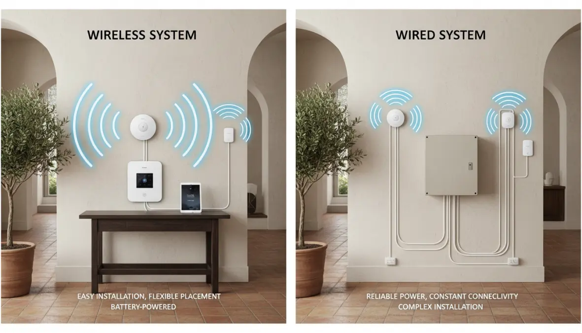 Confronto tra sistema di allarme wireless e filare per casa con caratteristiche tecniche