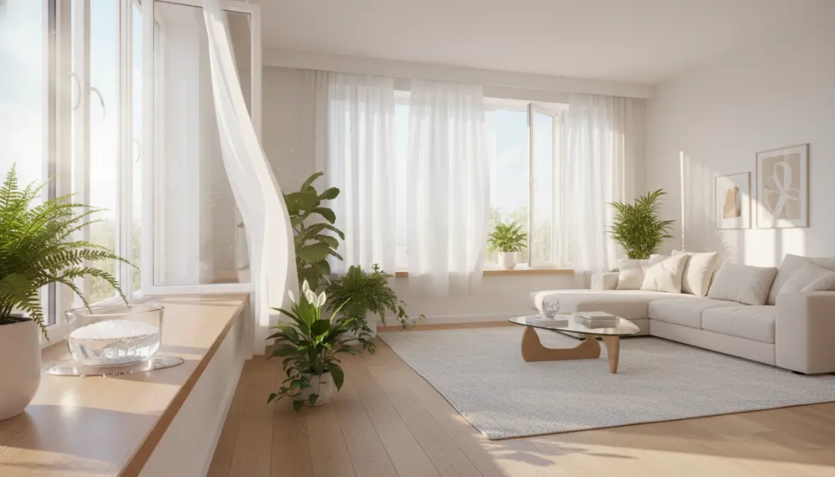 Ambiente domestico ben ventilato per prevenire la formazione di muffa naturalmente