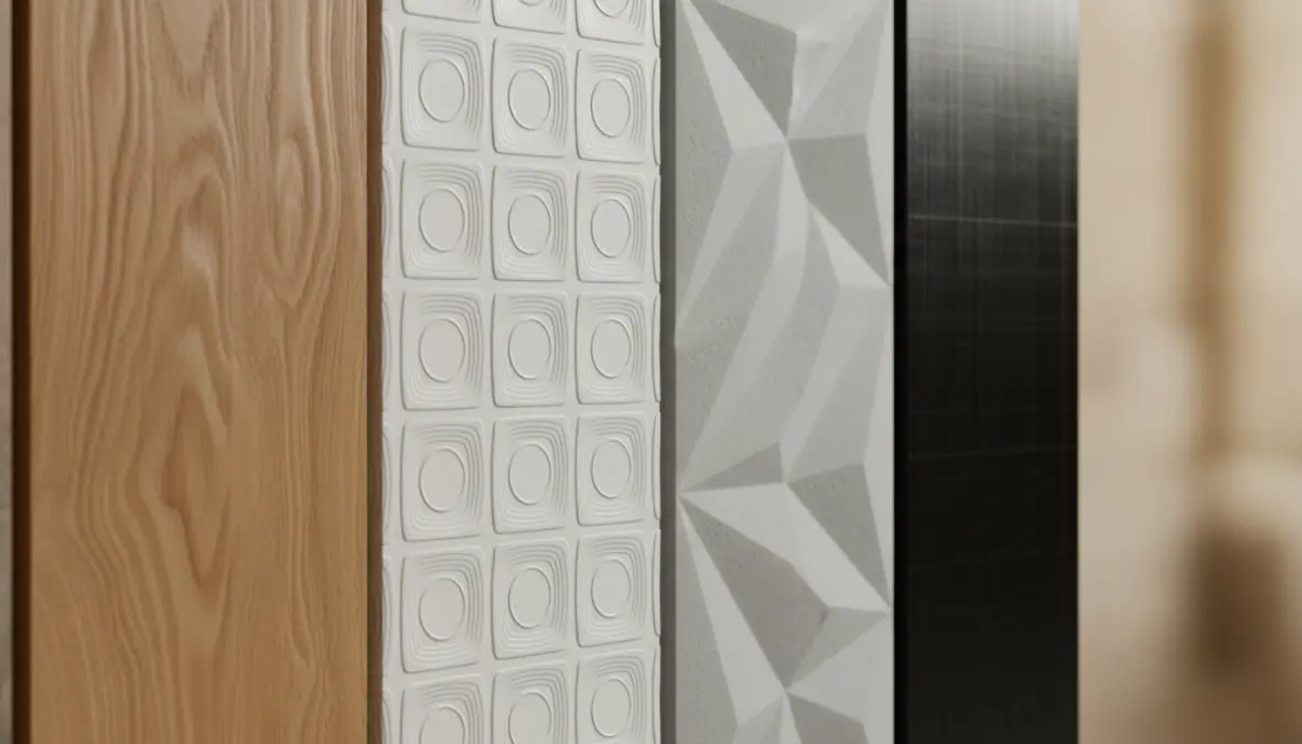 Pannelli decorativi per parete in diversi materiali: legno, MDF e gesso 3D