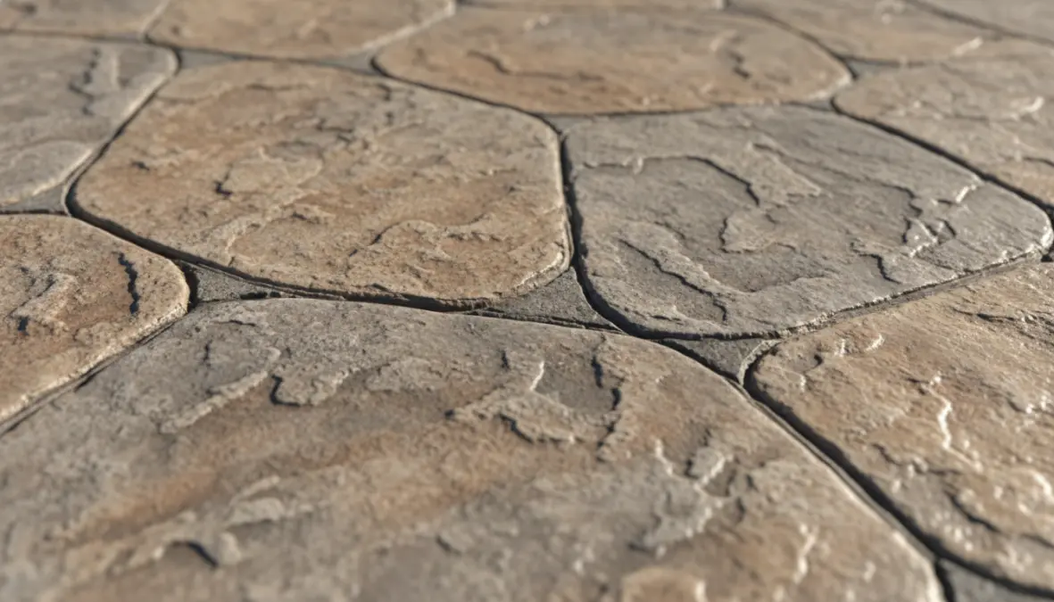 Dettaglio texture decorativa cemento stampato effetto pietra naturale
