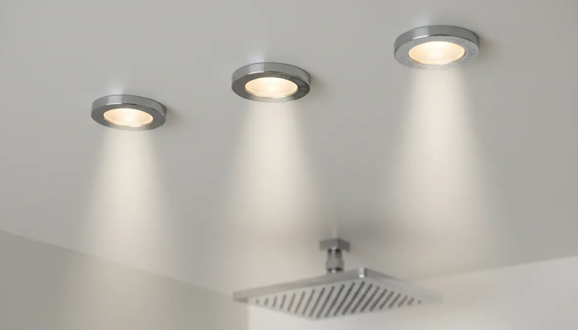 Faretti incasso bagno LED con grado protezione IP65 installati a soffitto