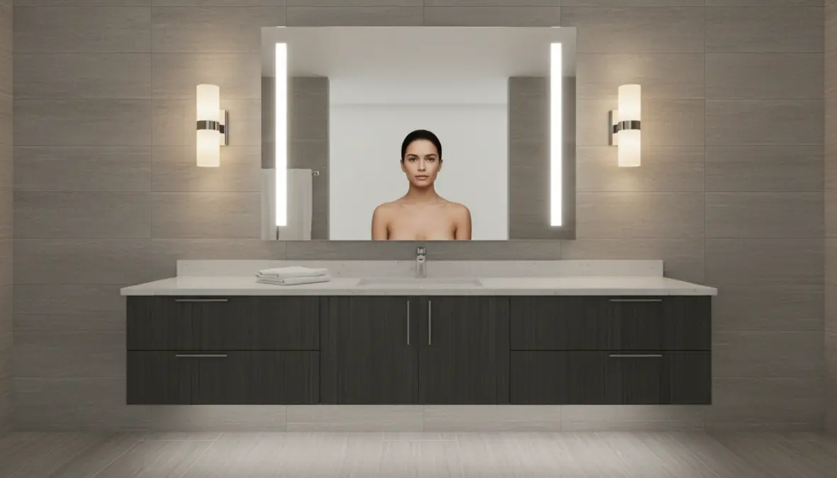 Applique bagno laterali per specchio con illuminazione LED senza ombre sul viso