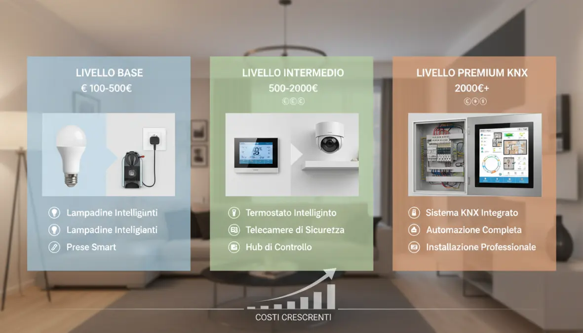 Confronto costi impianto domotico: soluzioni base, media e avanzata per casa intelligente