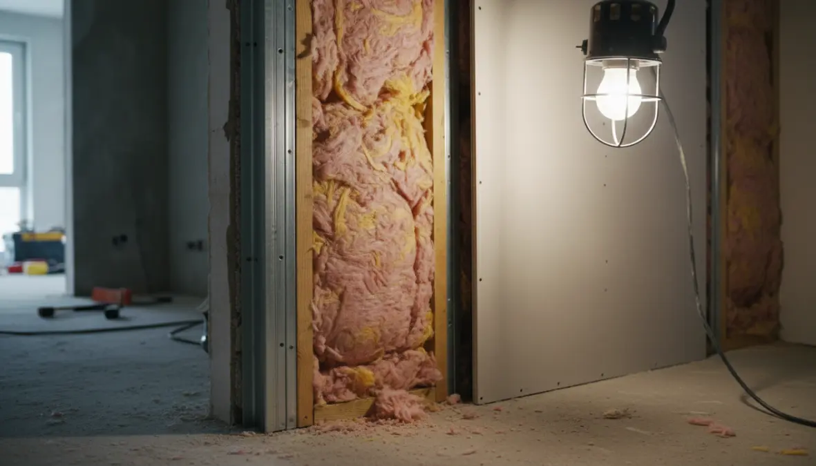 Installazione materiali isolanti acustici per pareti con lana di roccia e pannelli fonoassorbenti