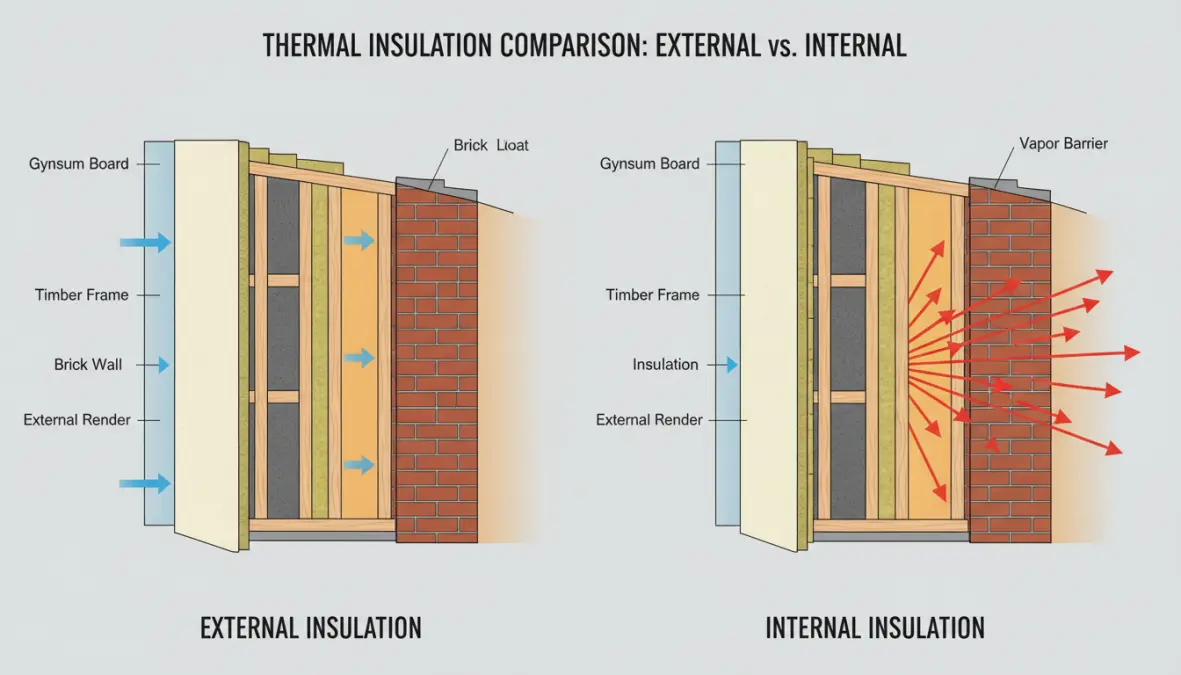 Confronto tra isolamento termico esterno a cappotto e isolamento pareti interne