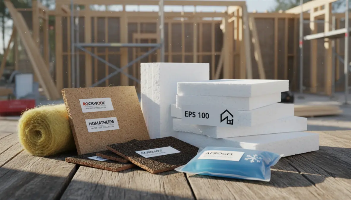 Diversi materiali isolanti termici per pareti: pannelli sintetici e naturali