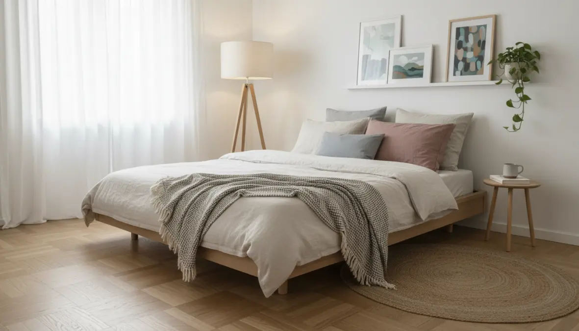 Parquet per camera da letto in rovere chiaro con atmosfera accogliente