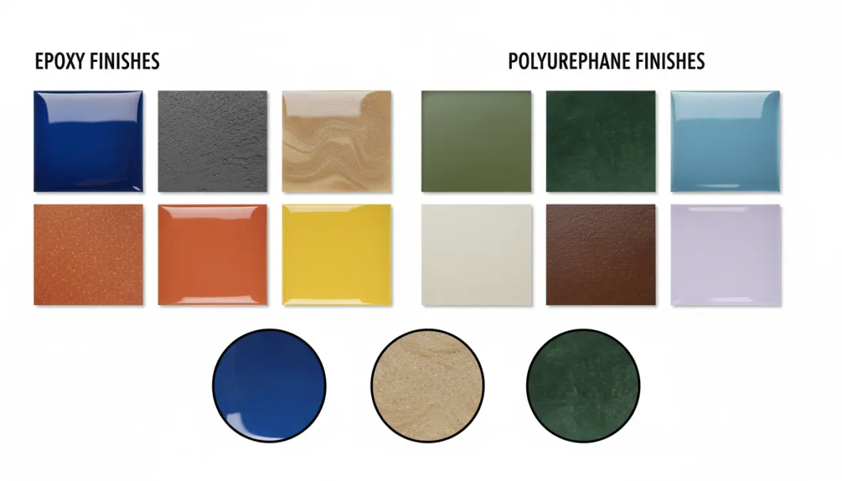 Campioni di diverse tipologie di resina per pavimenti decorativi