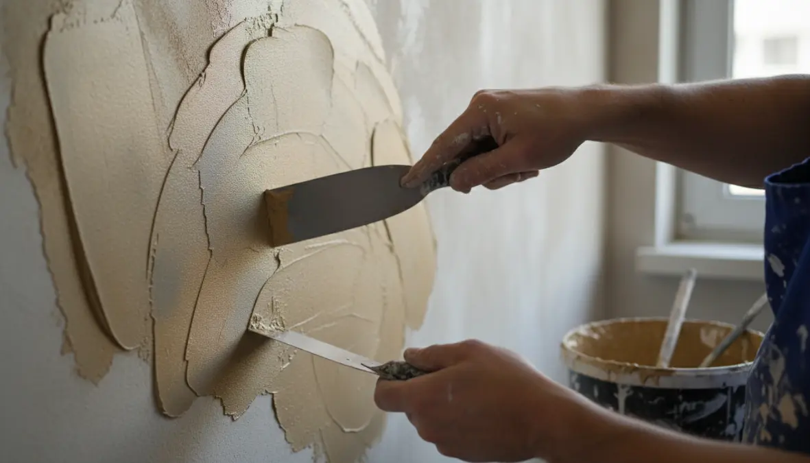 Applicazione tecnica spatolato con spatola veneziana su parete