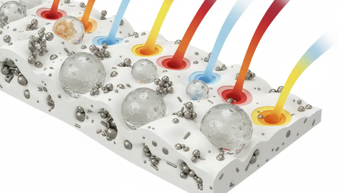 Composizione microscopica di pittura termica con microsfere ceramiche isolanti