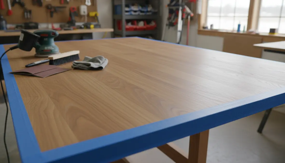 Preparazione superficie legno con carteggiatura per applicazione resina epossidica