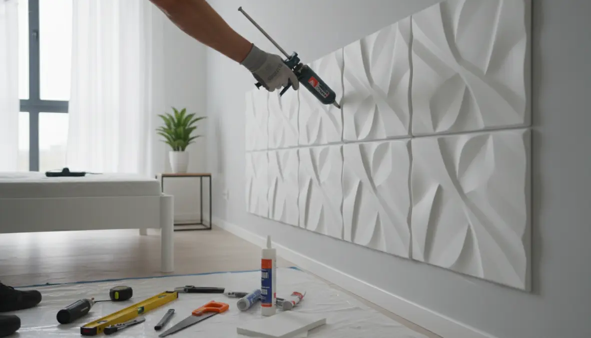 Installazione di pannelli 3D per pareti camera da letto con sistema di montaggio professionale