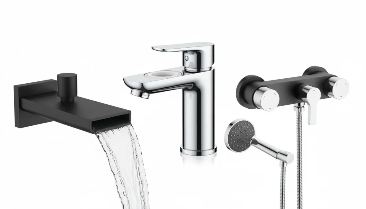 Diverse tipologie di rubinetteria bagno: miscelatori monocomando, rubinetti a cascata e termostatici
