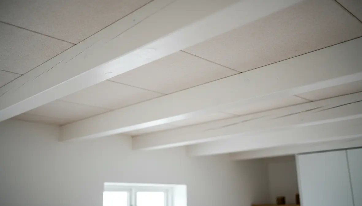 Travi bianche soffitto in stile scandinavo moderno con design minimal