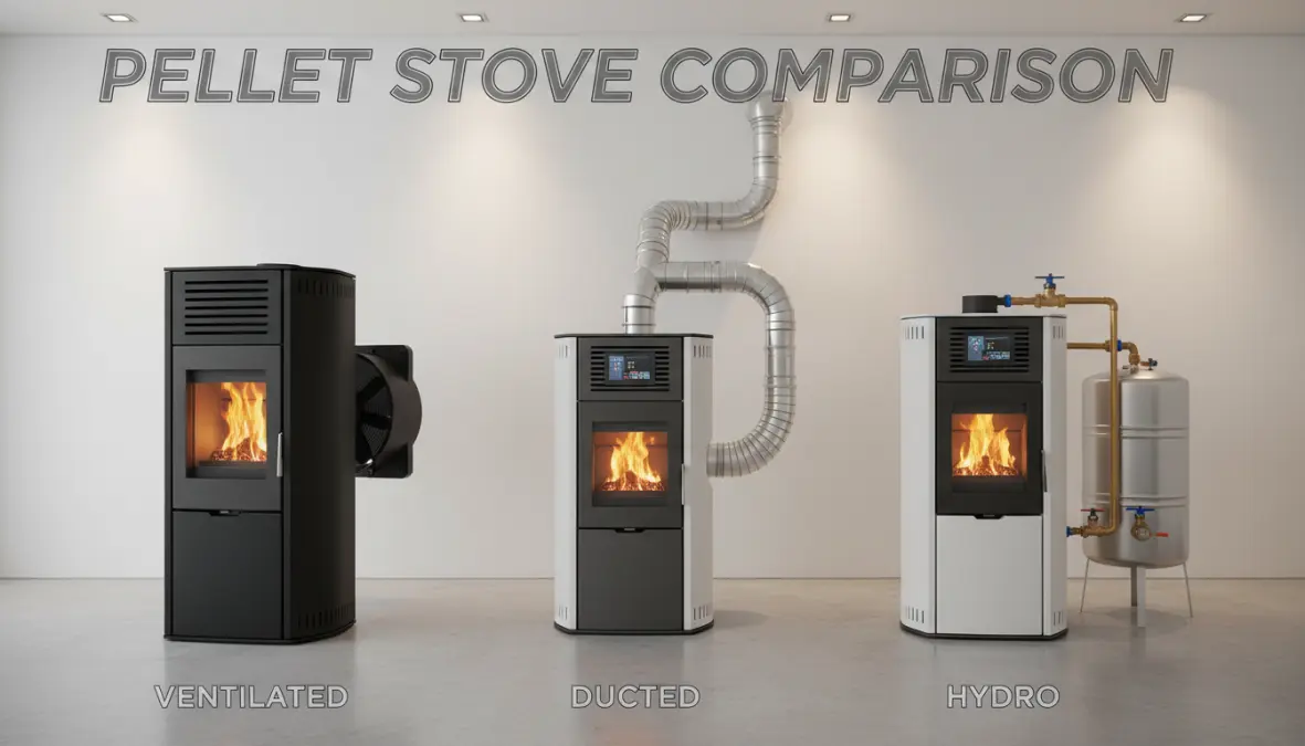 Confronto tipologie stufe a pellet ventilata canalizzata e idro termostufa
