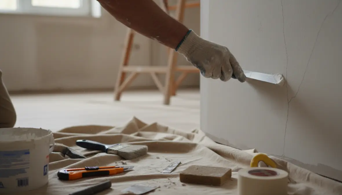 Preparazione pareti per tinteggiatura con stucco e spatola