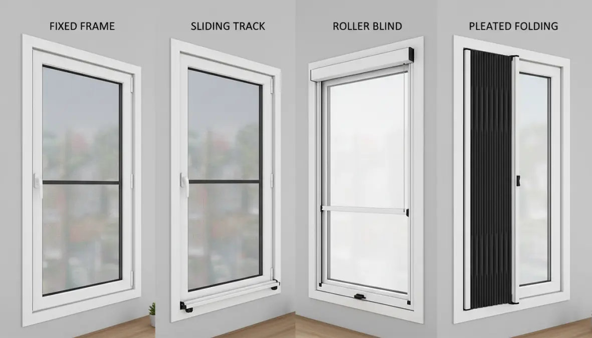 Confronto tra tipologie di zanzariere: fisse, scorrevoli, a rullo e plissettate