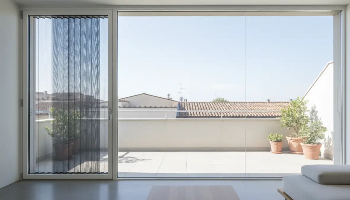 Zanzariera plissettata per porta finestra che si richiude a soffietto