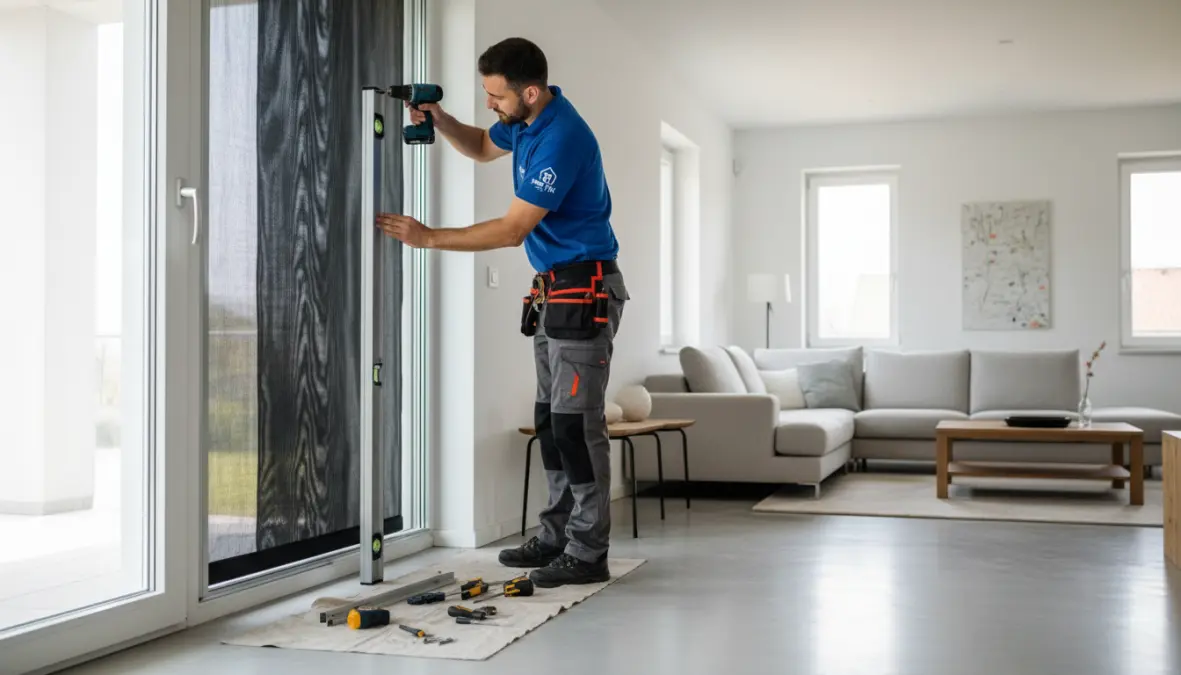 Installazione professionale di zanzariere plissettate su porta finestra