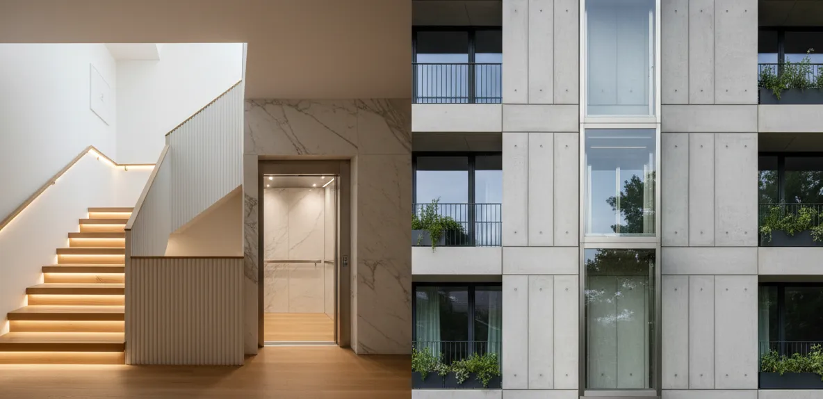 Ascensore interno o esterno: come scegliere la soluzione migliore per ogni progetto architettonico