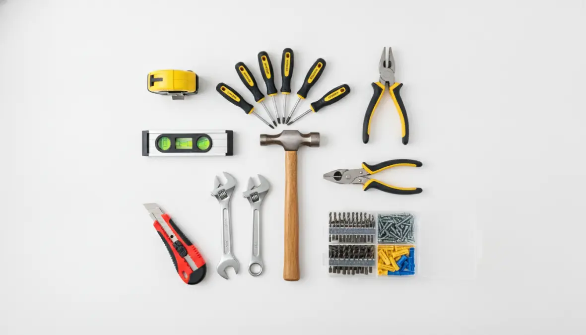 Kit attrezzi completo con utensili manuali essenziali per il fai da te