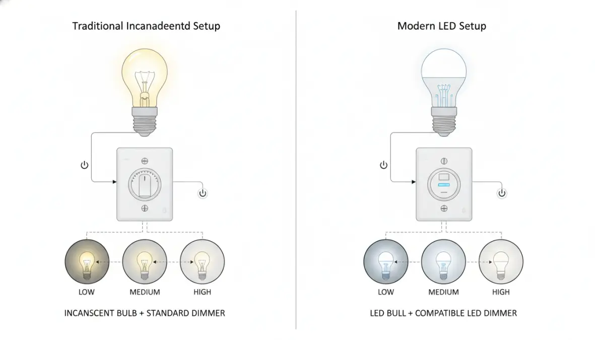 Differenza tra dimmer tradizionale e dimmer LED compatibile con lampade a LED