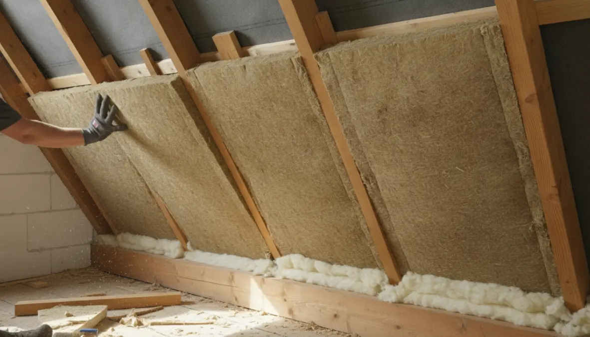 Installazione di pannelli isolanti termici in fibra di legno per coibentazione tetto estate e isolamento sottotetto