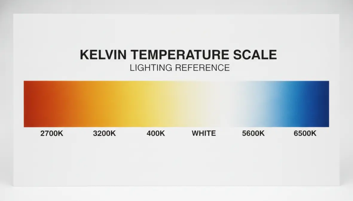 Scala Kelvin temperatura colore luce da calda a fredda