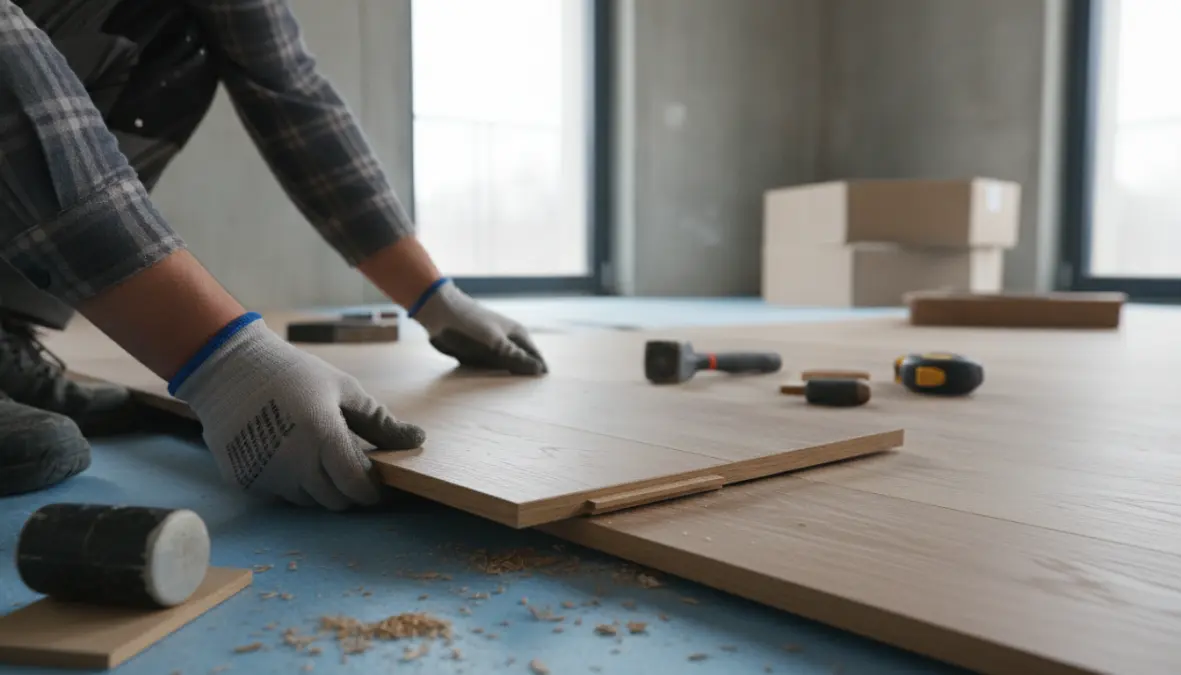 Installazione posa flottante parquet prefinito con sistema incastro click