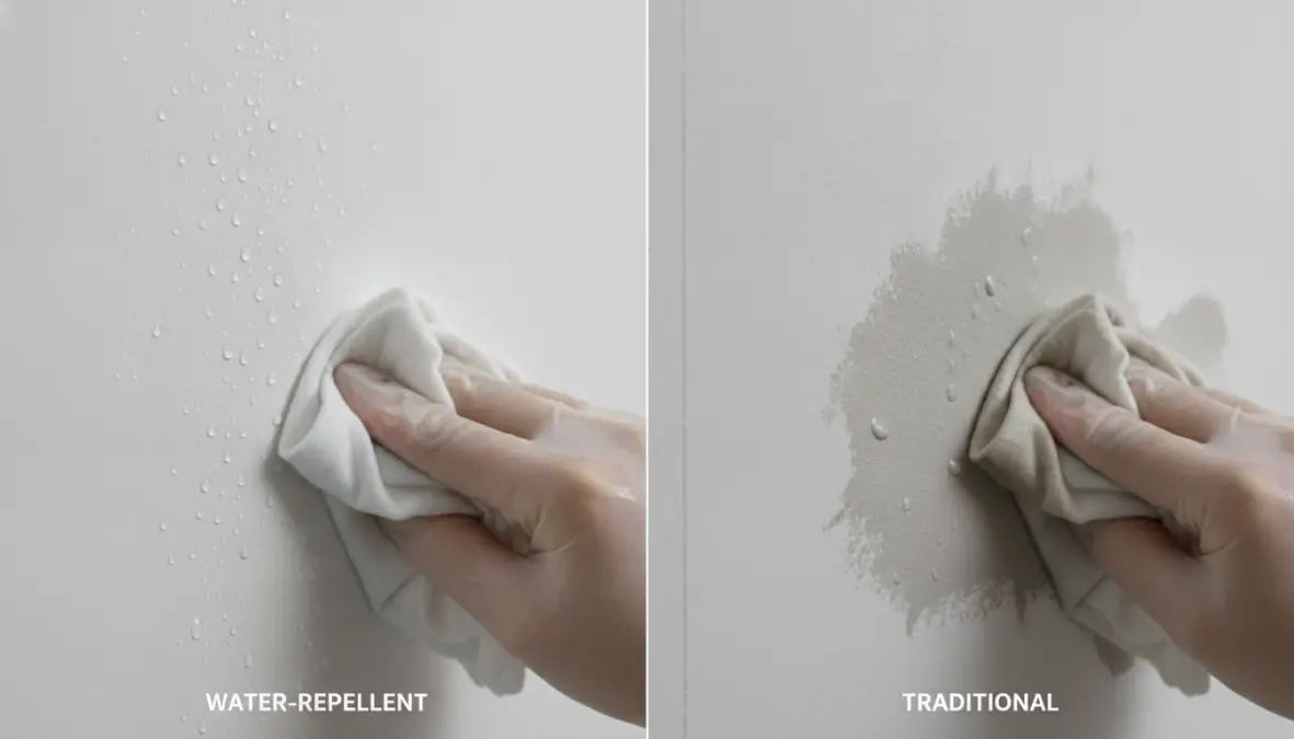 Confronto tra pittura antimacchia lavabile e pittura tradizionale con test di resistenza all'acqua