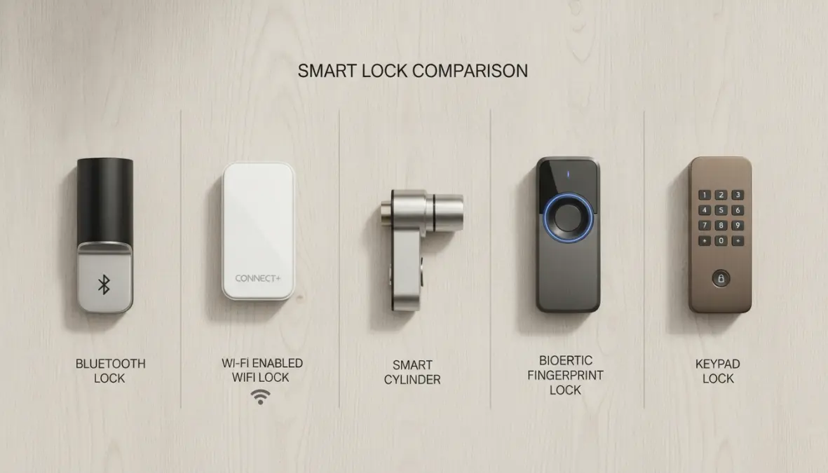 Diverse tipologie di serrature smart: bluetooth, wifi, cilindro smart, biometrica e con tastierino