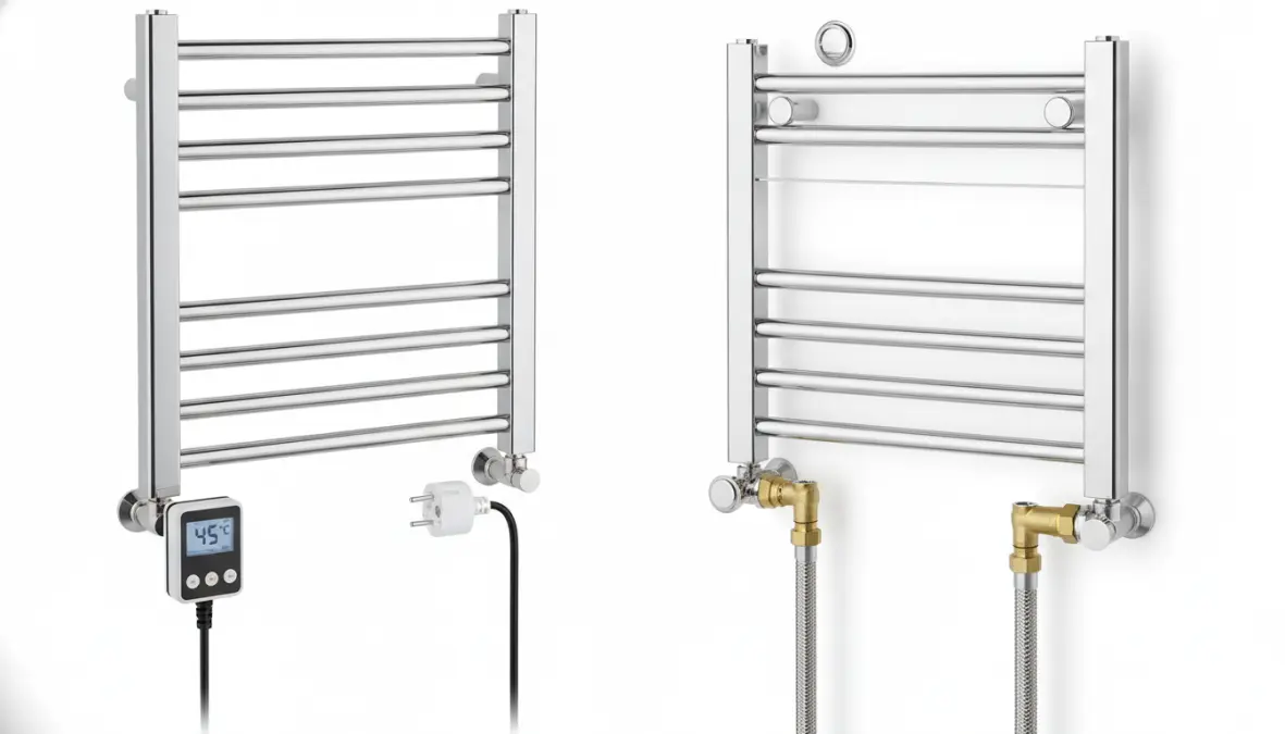 Confronto tra scaldasalviette elettrico e scaldasalviette ad acqua con dettagli installazione