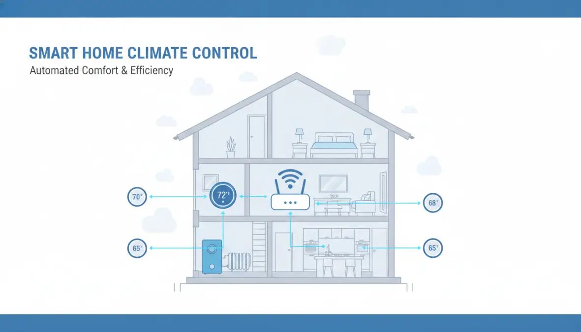 Sistema di domotica con termostato intelligente connesso e gestione climatizzazione multi-zona