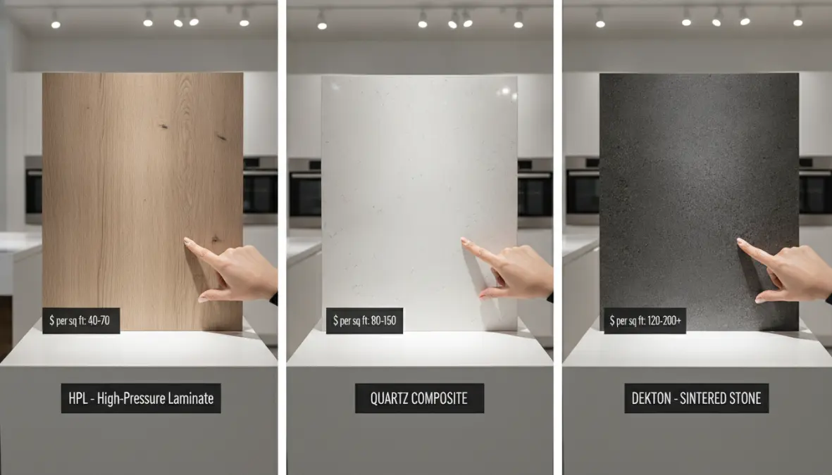 Confronto prezzi e caratteristiche tra top cucina in laminato, quarzo e dekton per scegliere il materiale giusto