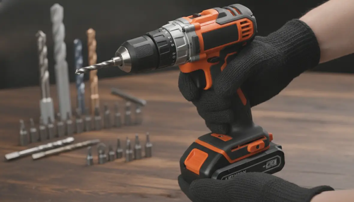 Trapano avvitatore a batteria professionale con accessori per foratura e avvitatura