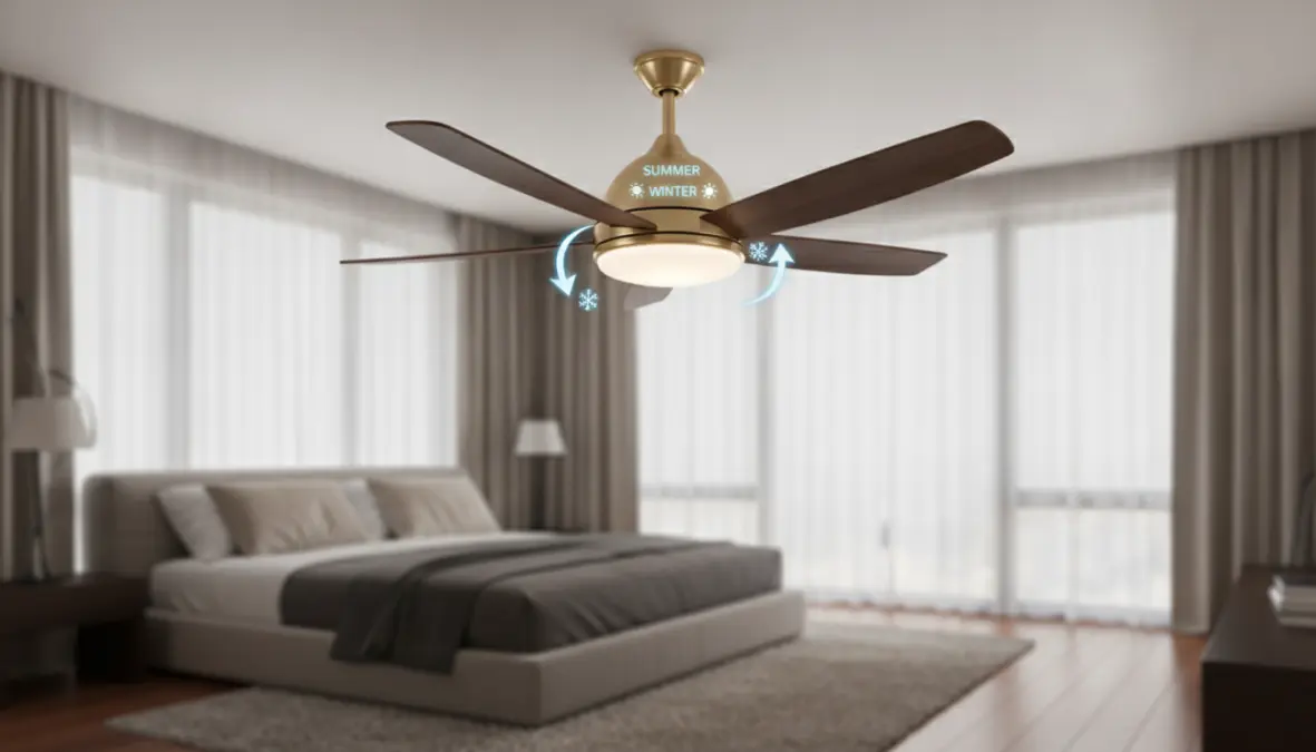 Ventilatore a soffitto con luce LED integrata e funzione reversibile estate inverno