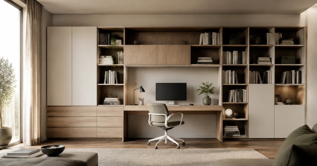 Pareti attrezzate con scrivania e libreria integrata: la soluzione ideale per lo smart working